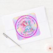 Mermaid 3rd Birthday-wijziging Geef tekst aan Pers Vierkante Sticker (Envelop)