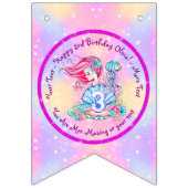 Mermaid 3rd Birthday-wijziging Geef tekst aan Pers Vlaggetjes (Tweede vlag)