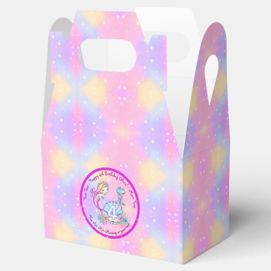 Mermaid 4th Birthday Change geeft Tekst aan Person Bedankdoosjes (Geopend)