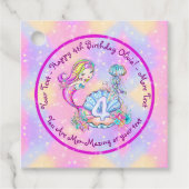 Mermaid 4th Birthday Change geeft Tekst aan Person Bedankjes Labels (Voorkant)