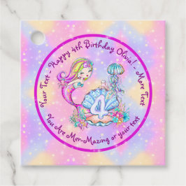 Mermaid 4th Birthday Change geeft Tekst aan Person Bedankjes Labels