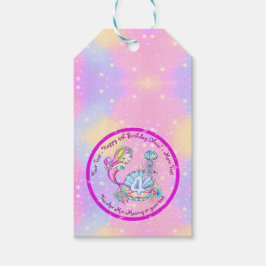 Mermaid 4th Birthday Change geeft Tekst aan Person Cadeaulabel