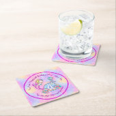 Mermaid 4th Birthday Change geeft Tekst aan Person Kartonnen Onderzetters (Insitu)