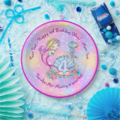 Mermaid 4th Birthday Change geeft Tekst aan Person Papieren Bordje (Feest)