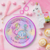 Mermaid 4th Birthday Change geeft Tekst aan Person Papieren Bordje (Feest)