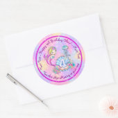Mermaid 4th Birthday Change geeft Tekst aan Person Ronde Sticker (Envelop)