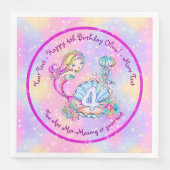 Mermaid 4th Birthday Change geeft Tekst aan Person Servet (Voorkant)