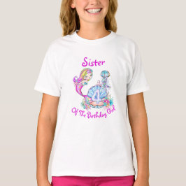 Mermaid 4th Birthday Edit Change Name Text Sister T-shirt