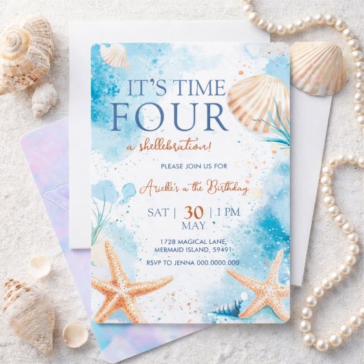 Mermaid 4th Birthday Kaart