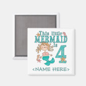 Mermaid 4th Birthday Magneet (Voorkant / Achterkant)