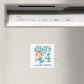 Mermaid 4th Birthday Magneet (Insitu (Vaatwasser))