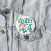 Mermaid 4th Birthday Ronde Button 7,6 Cm (In situ)