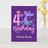 Mermaid 4th Personalized Birthday Kaart (Gele Bloem)