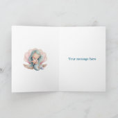Mermaid 6th Birthday Folded Greeting Card Kaart (Binnen)