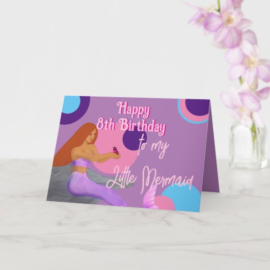 Mermaid 8th Birthday Card for Daughter Kaart (Orchidee)
