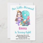 Mermaid 8th Birthday Party Invitation Kaart (Voorkant)