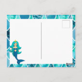 Mermaid 9th Birthday party nodigturquoise Briefkaart (Achterkant)