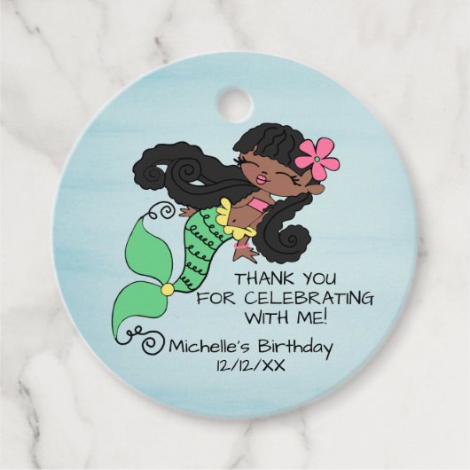 Mermaid AA Favor Tag Bedankjes Labels (Voorkant)