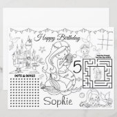 Mermaid Activity sheet, Mermaid Coloring page game (Voorkant / Achterkant)