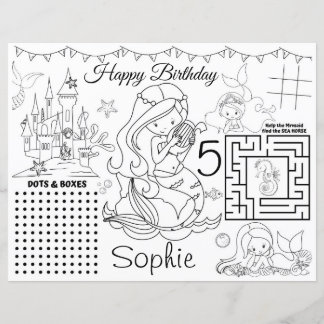 Mermaid Activity sheet, Mermaid Coloring page game