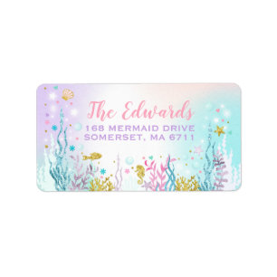 Mermaid Adresetiketten Magical Mermaid Party Etiket