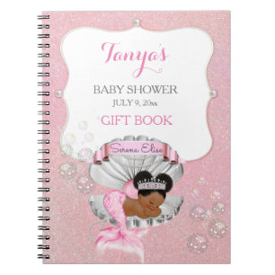 Mermaid African American Baby Pink Shell Pearls Notitieboek