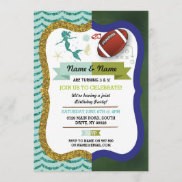 Mermaid & American Football Boy Girl Birthday Kaart