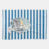 Mermaid and Anchor Blue and White Stripe Towel Theedoek (Horizontaal)