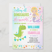 Mermaid and Dinosaur Birthday Invitation Magical Kaart (Voorkant)