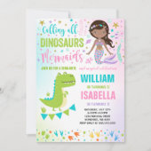 Mermaid and Dinosaur Birthday Invitation Magical Kaart (Voorkant)