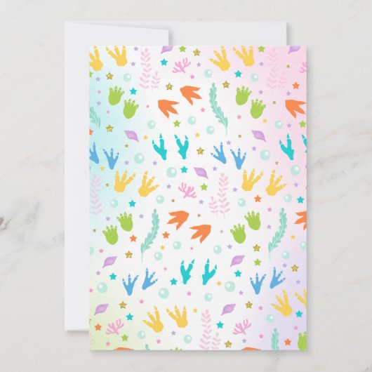 Mermaid and Dinosaur Birthday Invitation Magical Kaart (Achterkant)