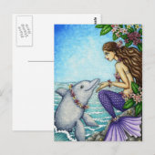 Mermaid and Dolphin Friend Briefkaart (Voorkant / Achterkant)