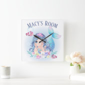 Mermaid and Fish Deuren Sign. Vierkante Klok (Huis)