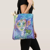 Mermaid and Frog fantasy waterverf art Tote Bag (Dichtbij)