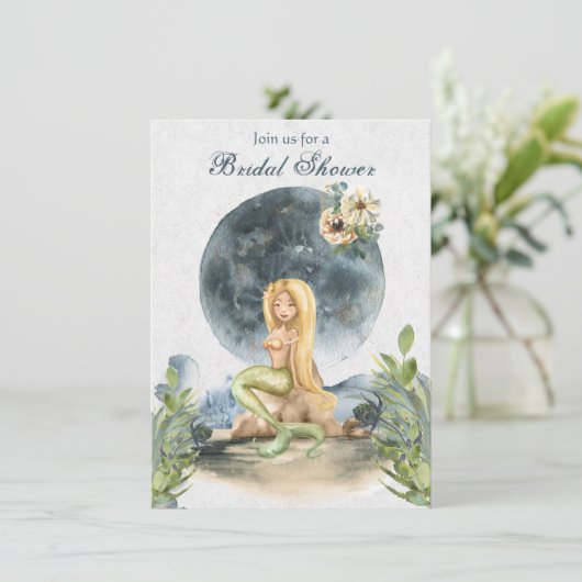 Mermaid and Full Moon Beach Vrijgezellenfeest Kaart (Staand voorkant)