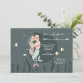 Mermaid and Her Man Invitation Kaart (Staand voorkant)