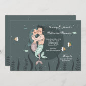 Mermaid and Her Man Invitation Kaart (Voorkant / Achterkant)