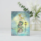 Mermaid and Moon Fantasy Art beroemd gemaakt door  Briefkaart (Staand voorkant)