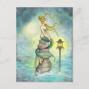 Mermaid and Moon Fantasy Art beroemd gemaakt door  Briefkaart