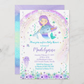 Mermaid and Narwhal Baby shower Invitation Kaart (Voorkant / Achterkant)