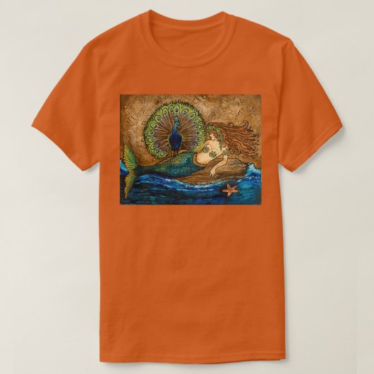 Mermaid and Peacock Fantasy T-shirt (Design voorkant)