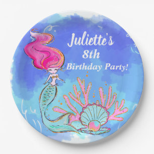 Mermaid and Pearl Clam Birthday Papieren Bordje