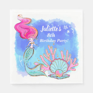 Mermaid and Pearl Clam Birthday Servet