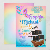 Mermaid and Pirate Birthday Party Kaart (Voorkant / Achterkant)