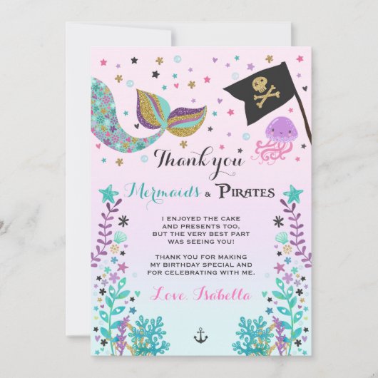 Mermaid and Pirate - Hartelijk dank voor uw kaart (Voorkant)