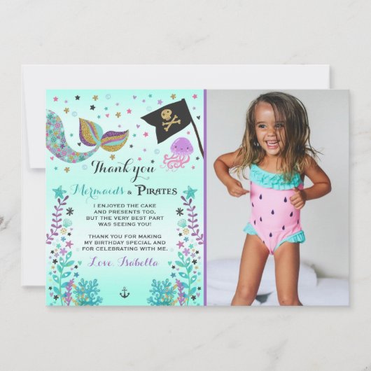 Mermaid and Pirate - Hartelijk dank voor uw kaart (Voorkant)