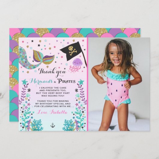 Mermaid and Pirate - Hartelijk dank voor uw kaart (Voorkant / Achterkant)