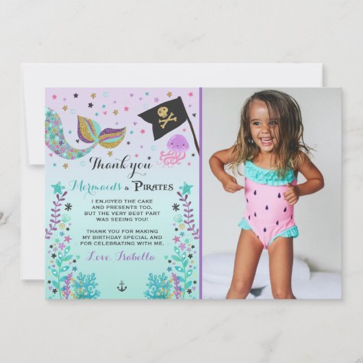Mermaid and Pirate - Hartelijk dank voor uw kaart (Voorkant)