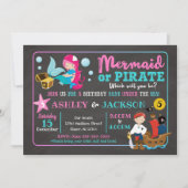 Mermaid and Pirate Joint Birthday Invitation Kaart (Voorkant)