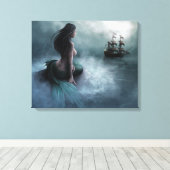 Mermaid and Pirate Ship Canvas Afdruk (Insitu (Houten vloer))